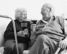 old couples drinking wine